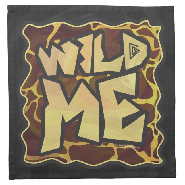 Giraffe Brown and Yellow Print Cloth Napkin (Front)