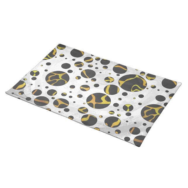 Giraffe Brown and Yellow Print Cloth Placemat (On Table)