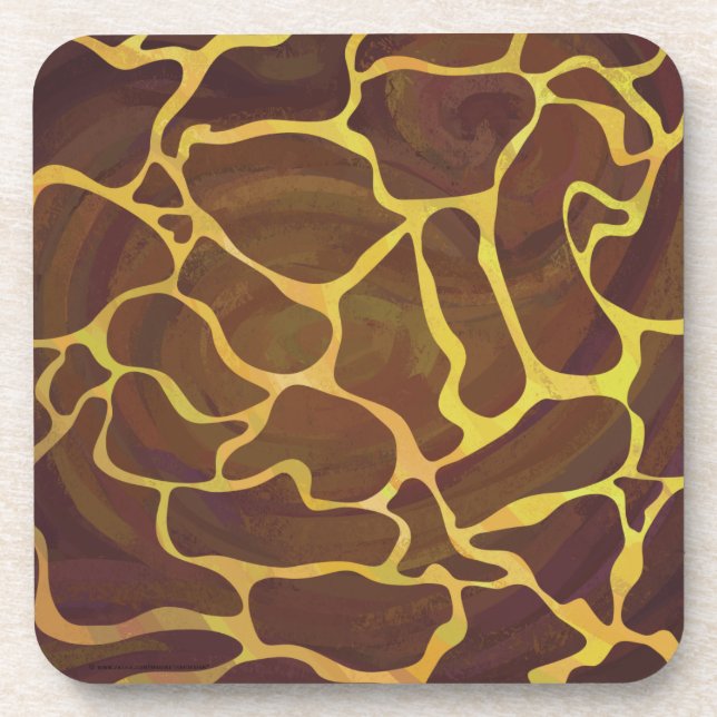 Giraffe Brown and Yellow Print Drink Coaster (Front)