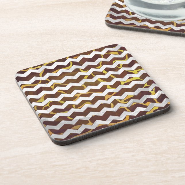 Giraffe Brown and Yellow Print Drink Coaster (Left Side)