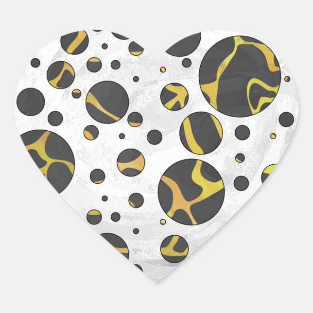 Giraffe Brown and Yellow Print Heart Sticker (Front)