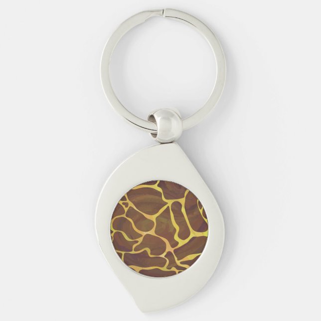 Giraffe Brown and Yellow Print Keychain (Front)