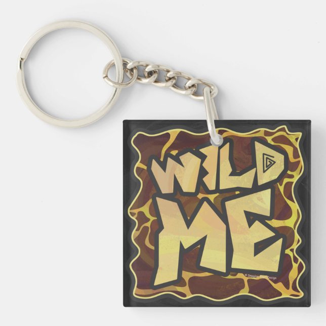 Giraffe Brown and Yellow Print Keychain (Front)