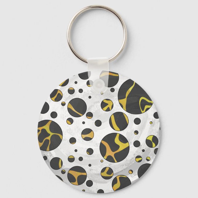 Giraffe Brown and Yellow Print Keychain (Front)