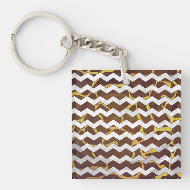Giraffe Brown and Yellow Print Keychain (Front)