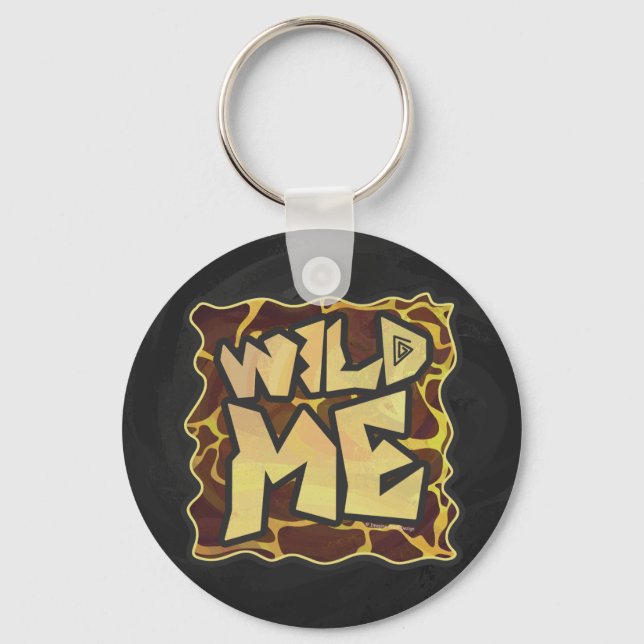 Giraffe Brown and Yellow Print Keychain (Front)