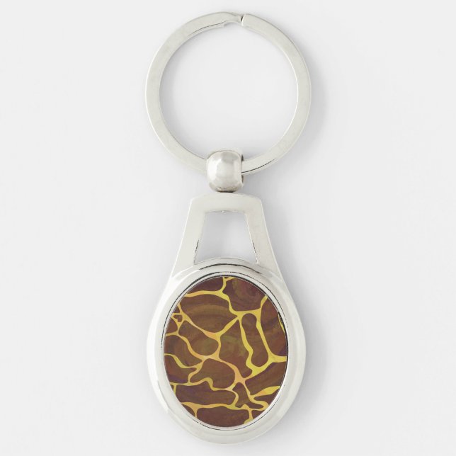 Giraffe Brown and Yellow Print Keychain (Front)