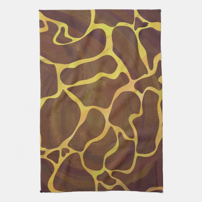 Giraffe Brown and Yellow Print Kitchen Towel (Vertical)