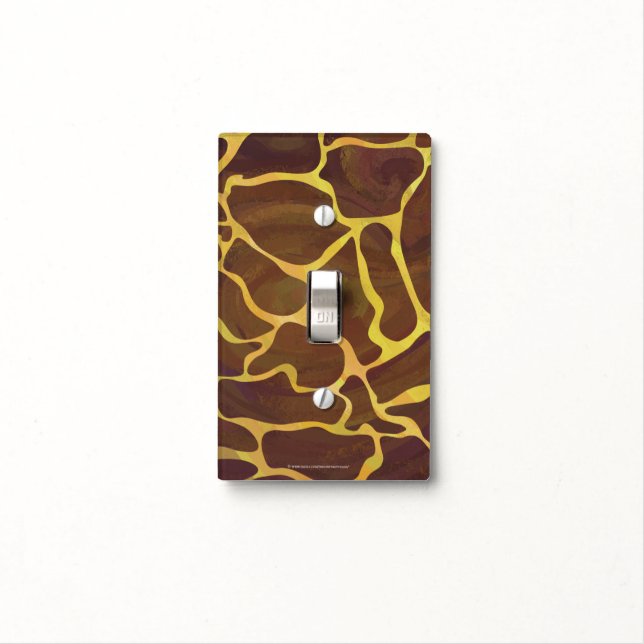 Giraffe Brown and Yellow Print Light Switch Cover (In Situ)