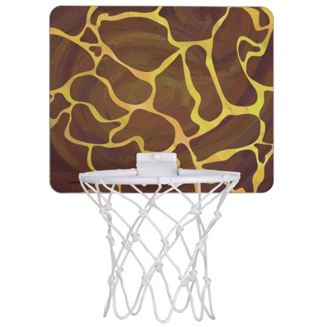 Giraffe Brown and Yellow Print Mini Basketball Hoop (Front)