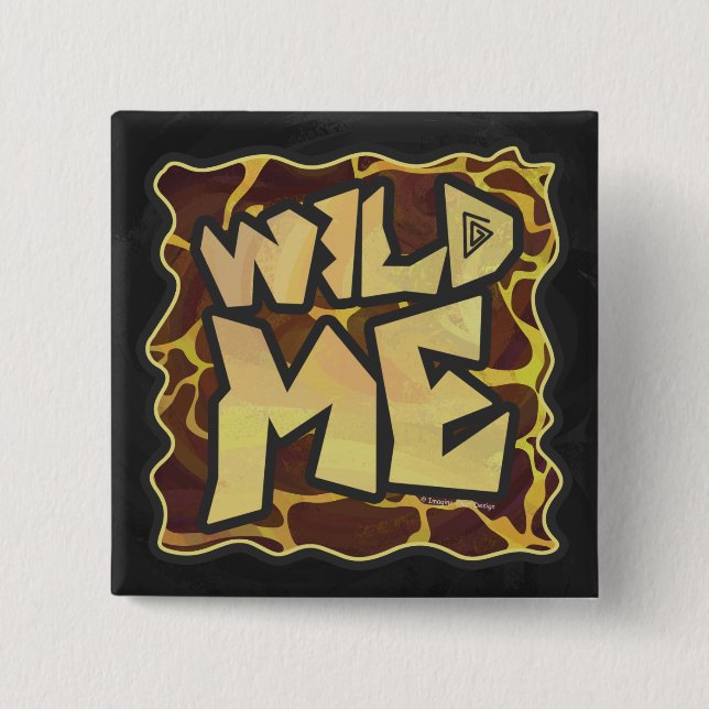 Giraffe Brown and Yellow Print Pinback Button (Front)