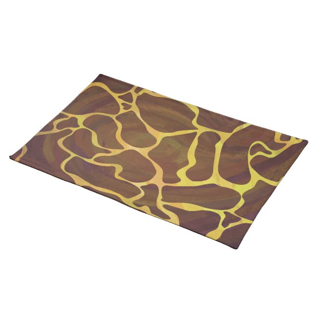 Giraffe Brown and Yellow Print Placemat (On Table)