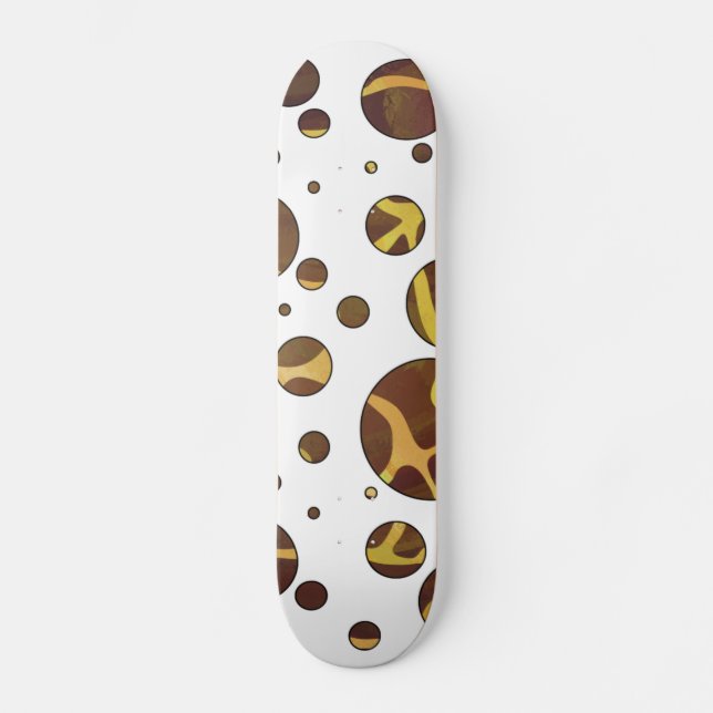 Giraffe Brown and Yellow Print Skateboard Deck (Front)