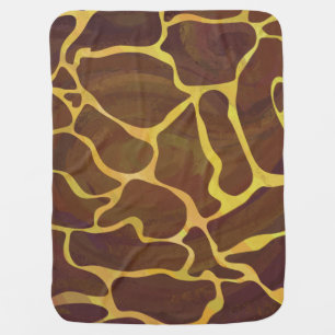 Giraffe Brown and Yellow Print Stroller Blanket