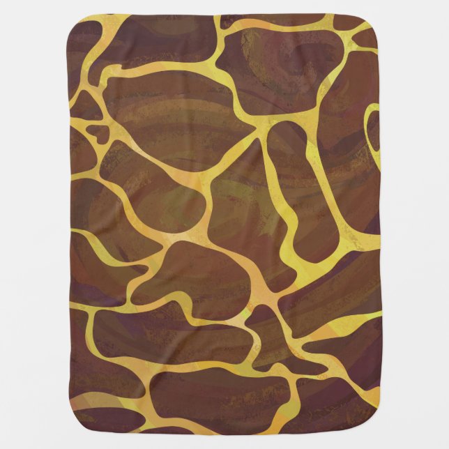 Giraffe Brown and Yellow Print Stroller Blanket (Front)