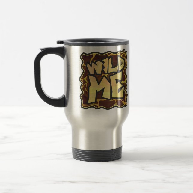 Giraffe Brown and Yellow Print Travel Mug (Left)