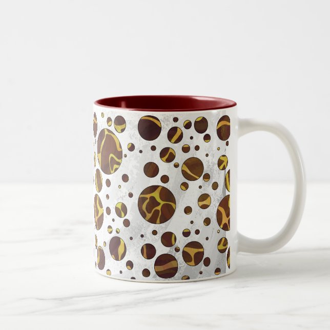 Giraffe Brown and Yellow Print Two-Tone Coffee Mug (Right)