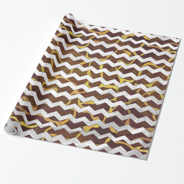 Giraffe Brown and Yellow Print Wrapping Paper (Unrolled)