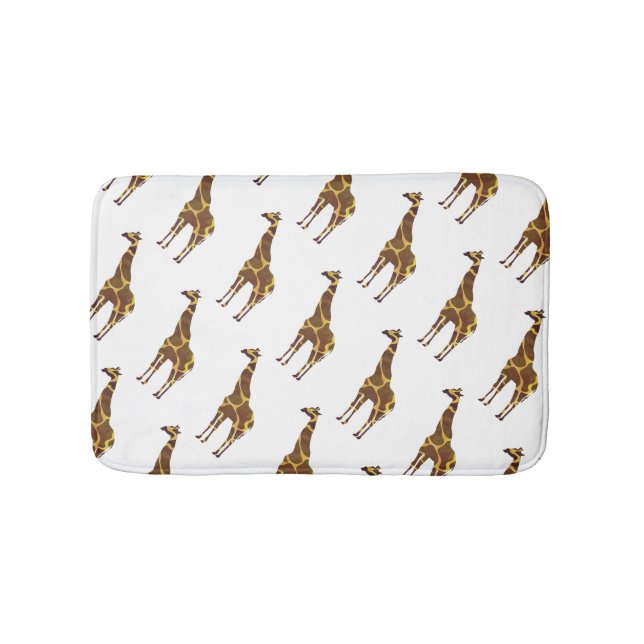 Giraffe Brown and Yellow Silhouette Bathroom Mat (Front)