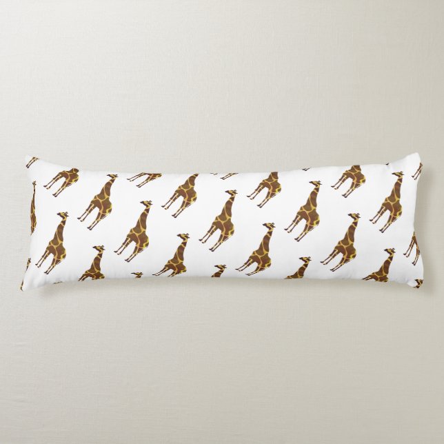 Giraffe Brown and Yellow Silhouette Body Pillow (Front)