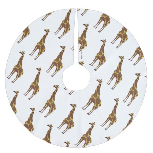 Giraffe Brown and Yellow Silhouette Brushed Polyester Tree Skirt