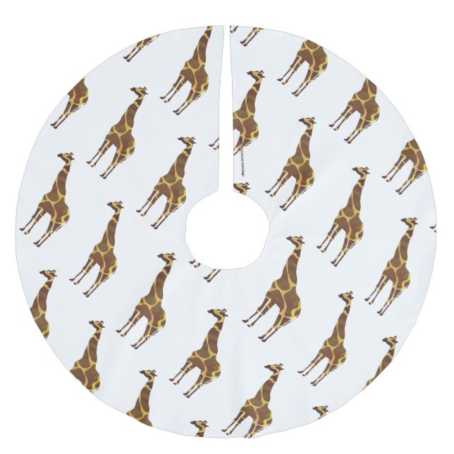 Giraffe Brown and Yellow Silhouette Brushed Polyester Tree Skirt (Front)