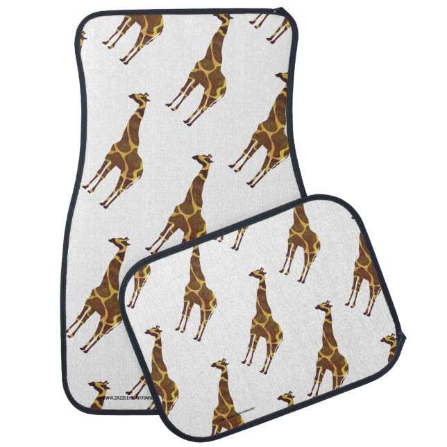 Giraffe Brown and Yellow Silhouette Car Mat (Set)