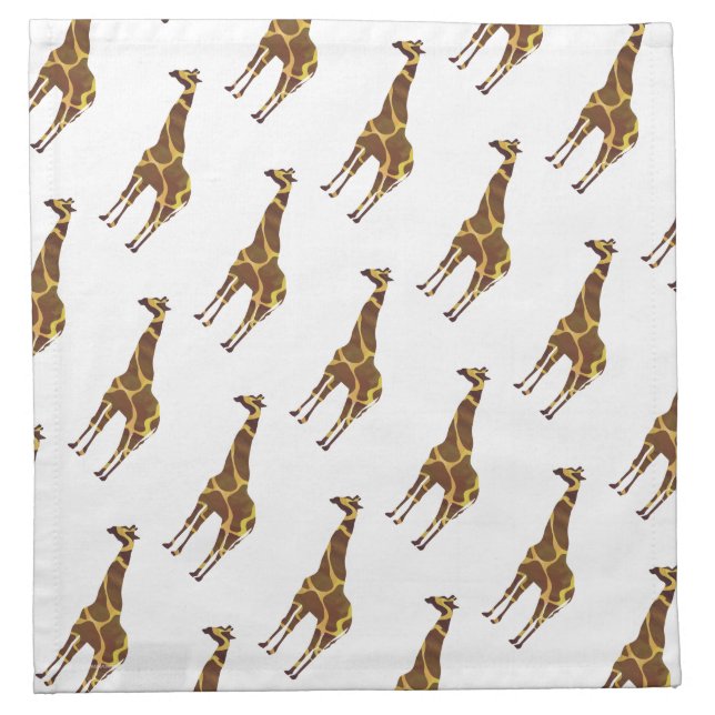 Giraffe Brown and Yellow Silhouette Cloth Napkin (Front)
