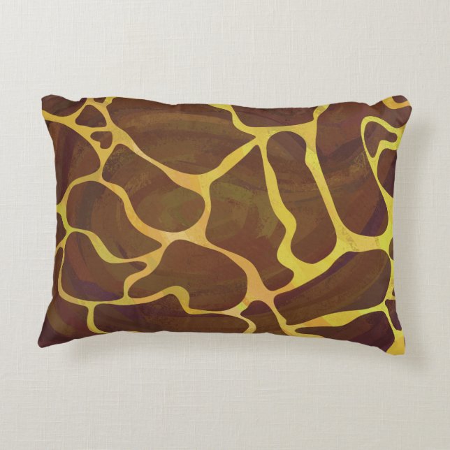 Giraffe Brown and Yellow Silhouette Decorative Pillow (Back)