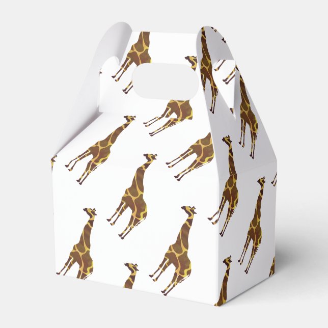 Giraffe Brown and Yellow Silhouette Favor Boxes (Front Side)