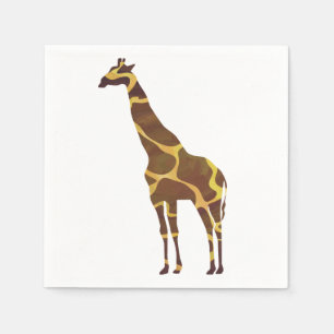 Giraffe Brown and Yellow Silhouette Paper Napkins