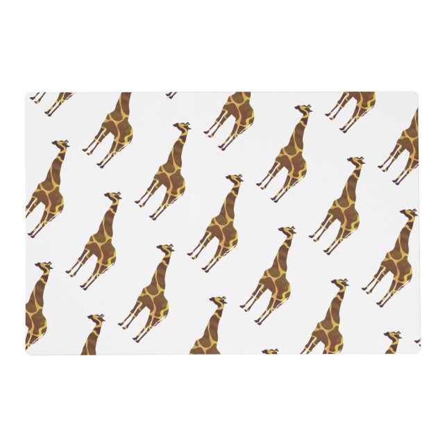 Giraffe Brown and Yellow Silhouette Placemat (Front)
