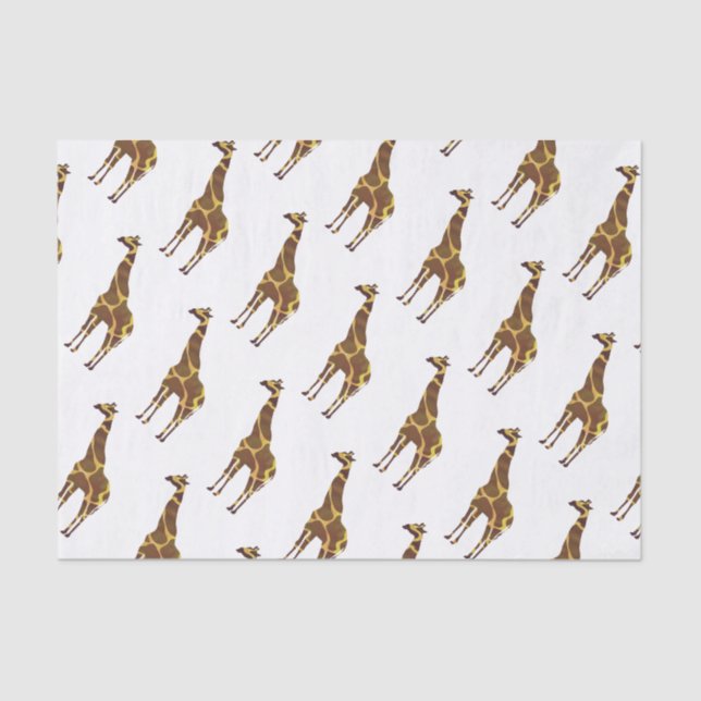 Giraffe Brown and Yellow Silhouette Tissue Paper (Front)