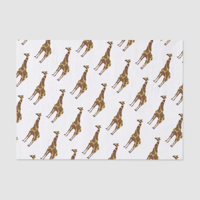 Giraffe Brown and Yellow Silhouette Tissue Paper (Front)
