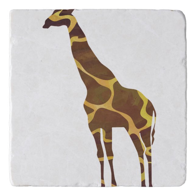 Giraffe Brown and Yellow Silhouette Trivet (Front)