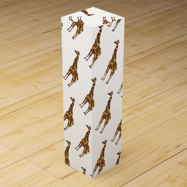 Giraffe Brown and Yellow Silhouette Wine Gift Box (Front)