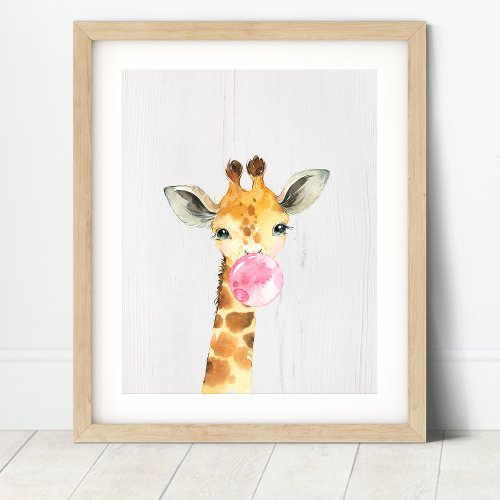 Giraffe Bubble Safari Jungle Nursery Art Print