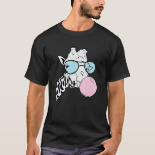 Giraffe Bubblegum Glasses Cute Animal Funny Gift T-Shirt