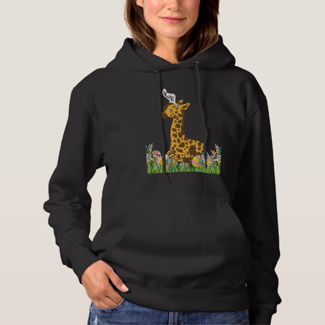 Giraffe Bunny Ears Animal Cute Easter 2023 Boys Gi Hoodie (Front)