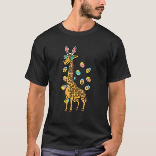 Giraffe Bunny Ears Glasses Eggs Cute Easter Day An T_Shirt