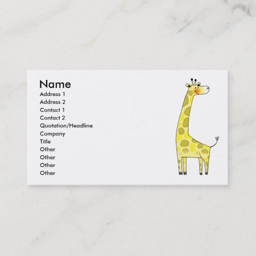 Customizable Giraffe Business Card Templates