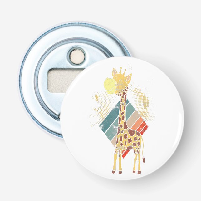 Giraffe Button Bottle Opener with magnet (Front)