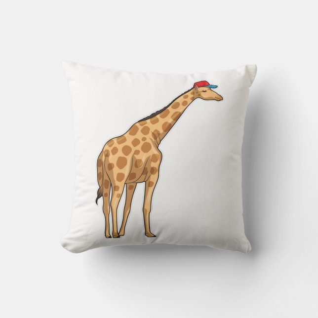 Giraffe Cap Throw Pillow (Front)