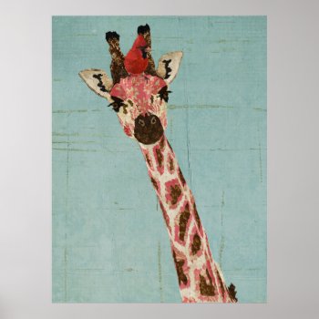 Giraffe & Cardinal Poster by Greyszoo at Zazzle