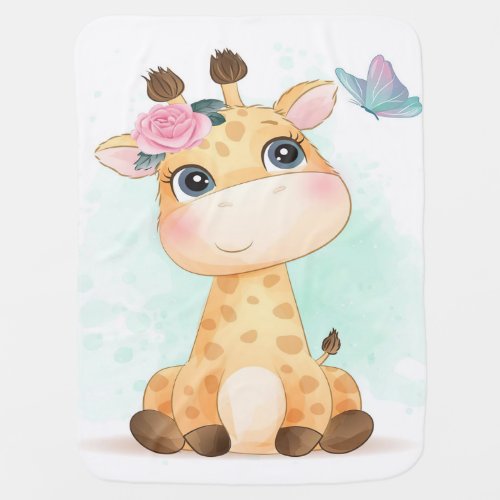 Giraffe Cartoon  Cutte Little Giraffe Baby Blanket