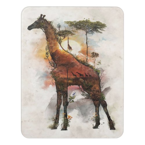 Giraffe Cartoon  Funny Giraffe Surreal Gift Lover Door Sign