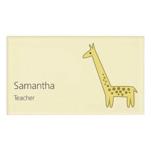 Giraffe Cartoon Name Tag