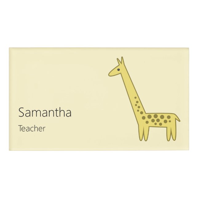 Giraffe Cartoon Name Tag (Front)