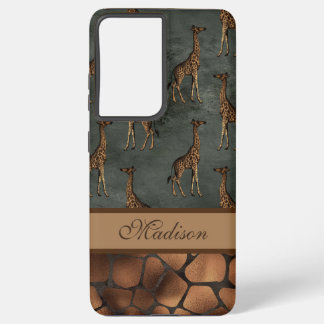Giraffe Chic Script Name Stylish Trendy Safari Samsung Galaxy S21 Ultra Case