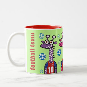 Giraffe Chilean soccer Two-Tone Coffee Mug